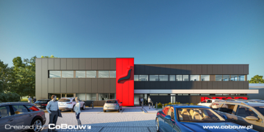 Intap facility visualization, front view - investment for an automotive industry, Bukowiec, lodzkie province